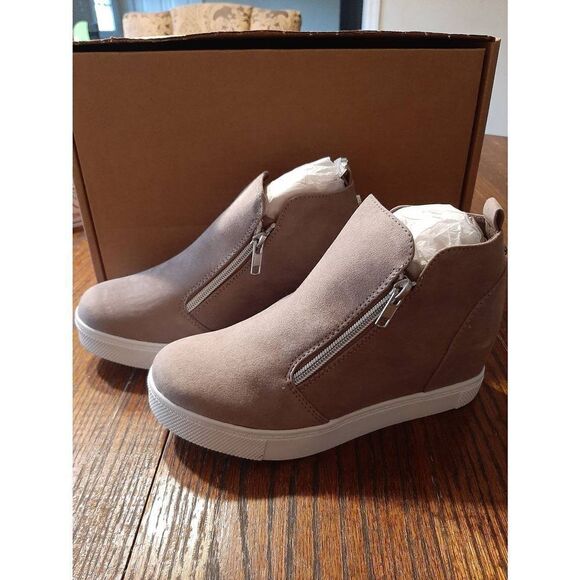 New Size 4 Tan Dual Zipper Ankle Boots Booties Casual Shoes - Picture 1 of 4